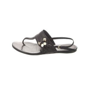 Gucci Women's Black Leather Slingback Thong Sandals